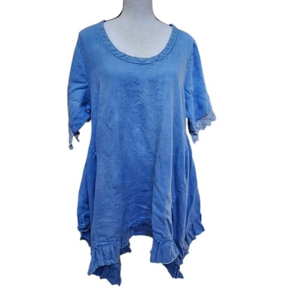 Heart's Desire by Mary Grace Denim Tunic Asymmetrical Medium Boho Lagenlook